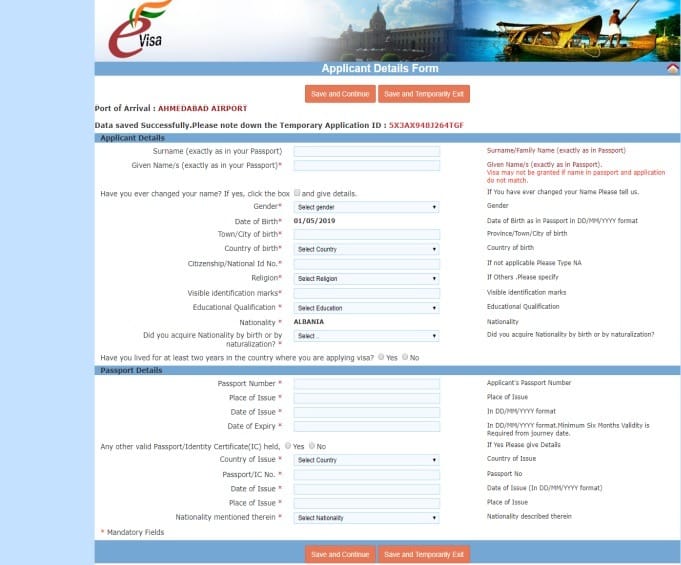 Paso 3 de la guía para solicitar el visado para India
