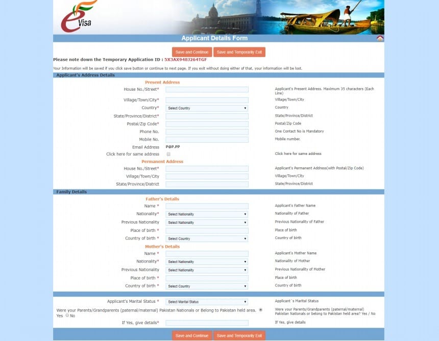 Paso 4 de la solicitud del visado para India