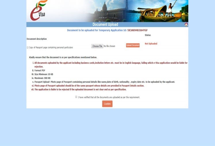 paso 8 para solicitud del e-visa India