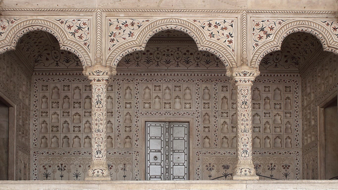 Grabados florales del Taj Mahal