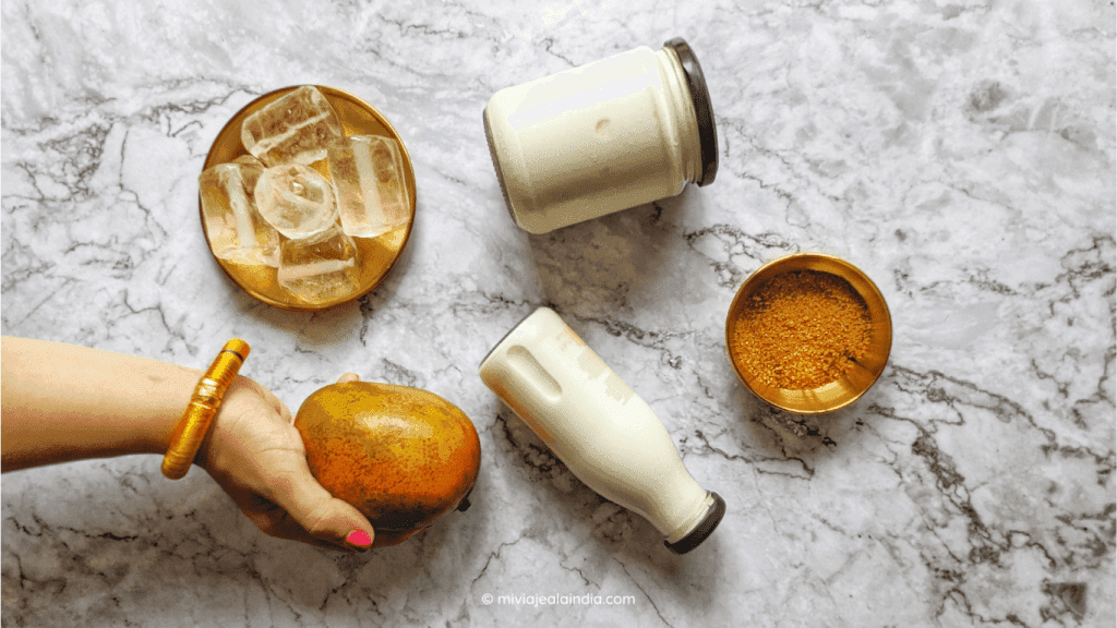 Ingredientes para preparar lassi de mango